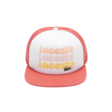 Lacoste Unisex Print Trucker Cap (White/Pink) RK7886