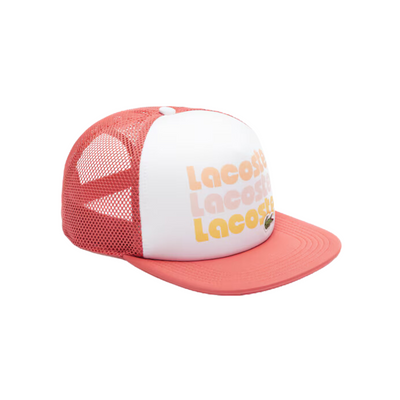 Lacoste Unisex Print Trucker Cap (White/Pink) RK7886