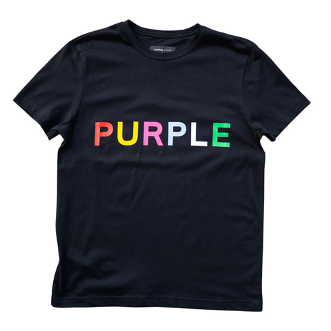 Purple Brand Multi Color Text T-shirt (Black) - PURPLE BRAND