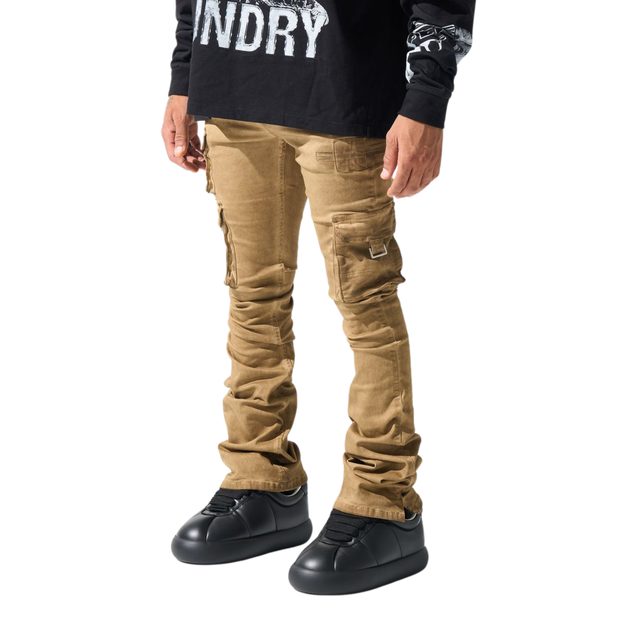 Serenede "Cinnamon" Cargo Stacked Jeans (Brown) - Serenede