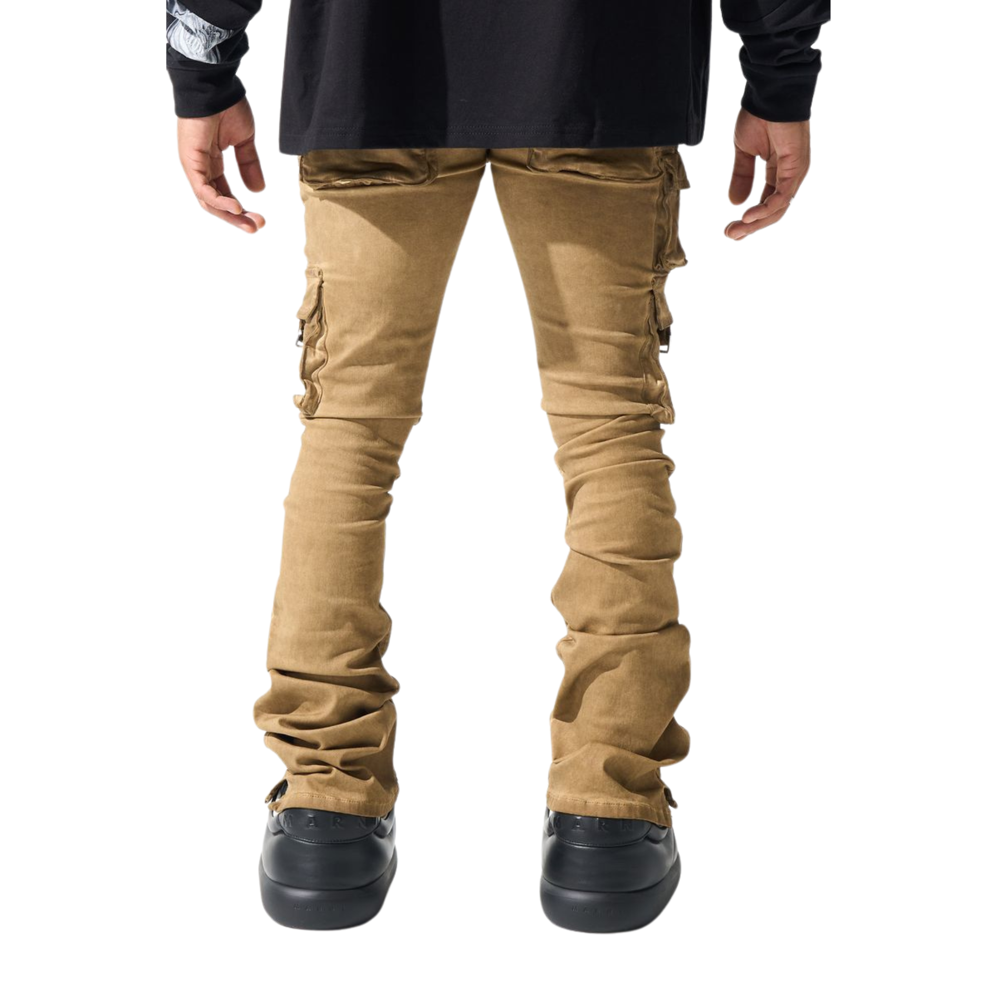 Serenede "Cinnamon" Cargo Stacked Jeans (Brown) - Serenede