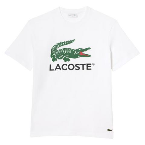 Lacoste Men's Cotton Jersey Signature Print T-Shirt (White) - Lacoste