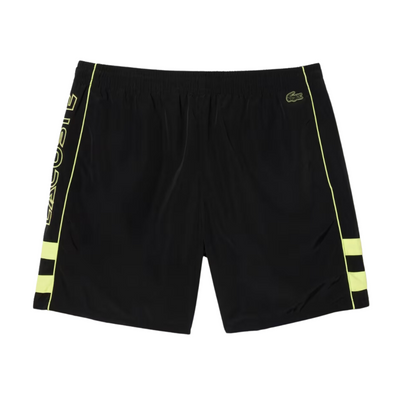 Lacoste Men's Relaxed Fit Embroidered Shorts (Black/Flash Yellow) - Lacoste