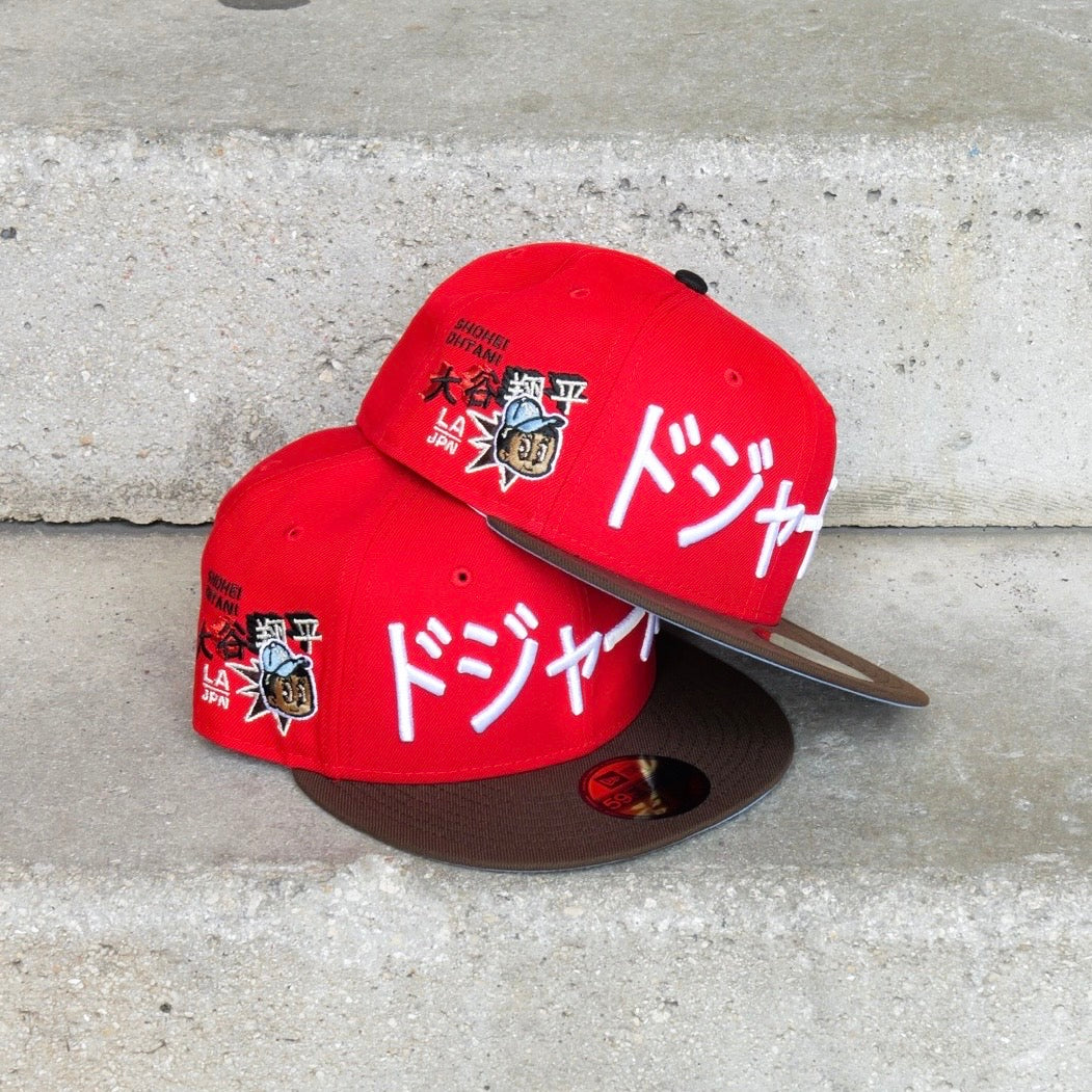 New Era Los Angeles Dodgers SHOHEI OHTANI Side Patch Fitted (Red/Walnut) - New Era