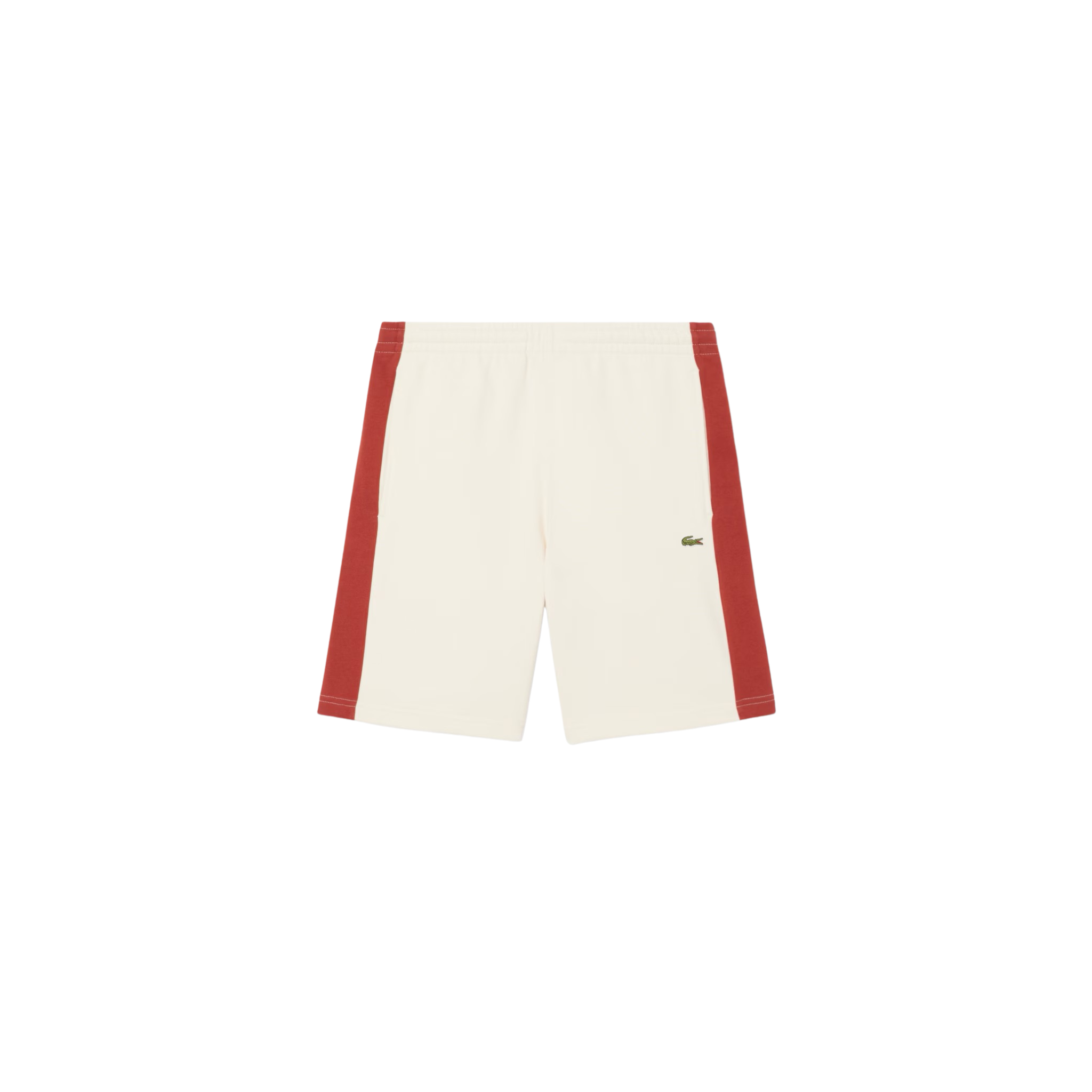 Lacoste Men's Cotton Fleece Colorblock Shorts (White/Light Brown) - Lacoste