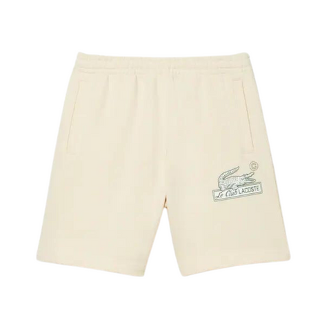 Lacoste Le Club Unbrushed Organic Cotton Fleece Shorts (Off White) - Lacoste