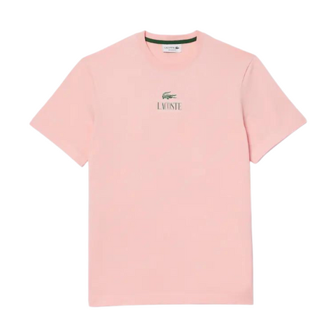 Lacoste Regular Fit Cotton Jersey Branded T-shirt (Waterlily Pink) - Lacoste