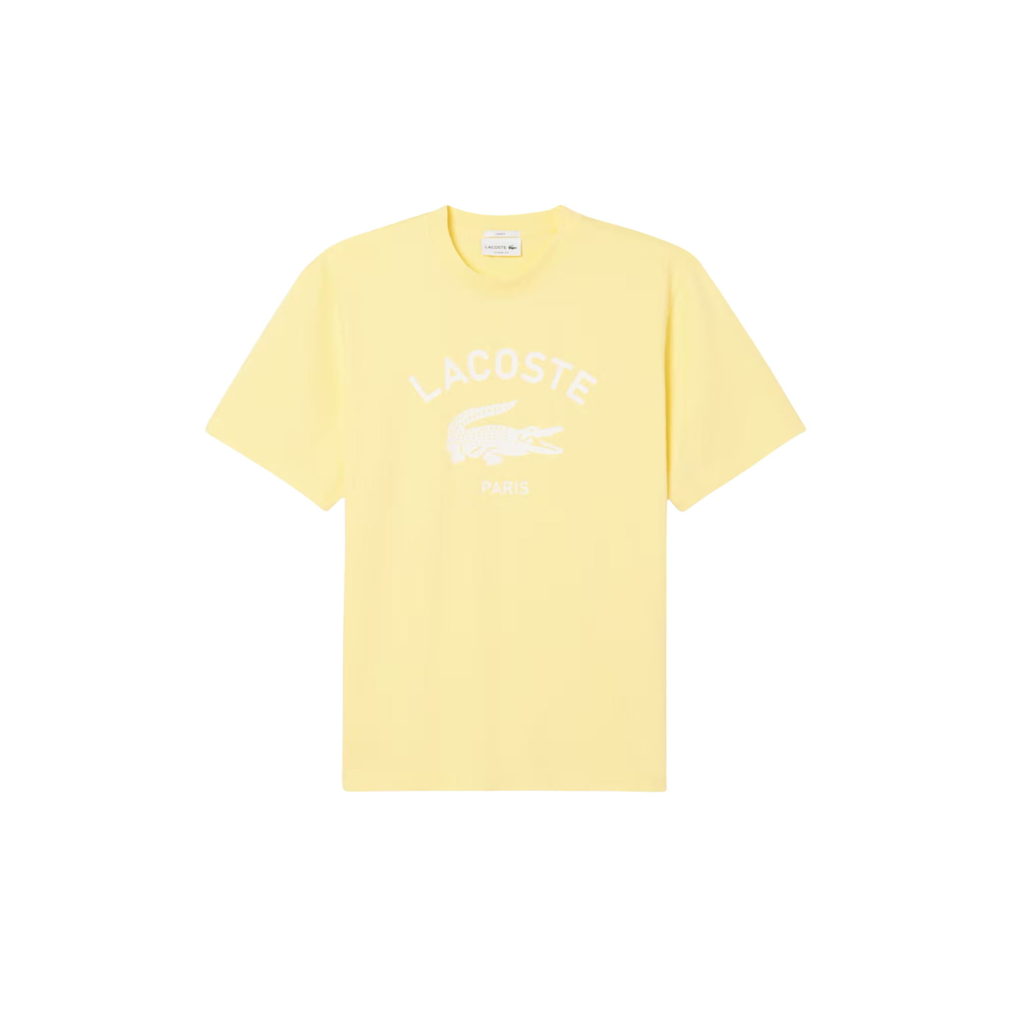 Lacoste Signature Print Cotton T-Shirt (Pastel Yellow) - Lacoste