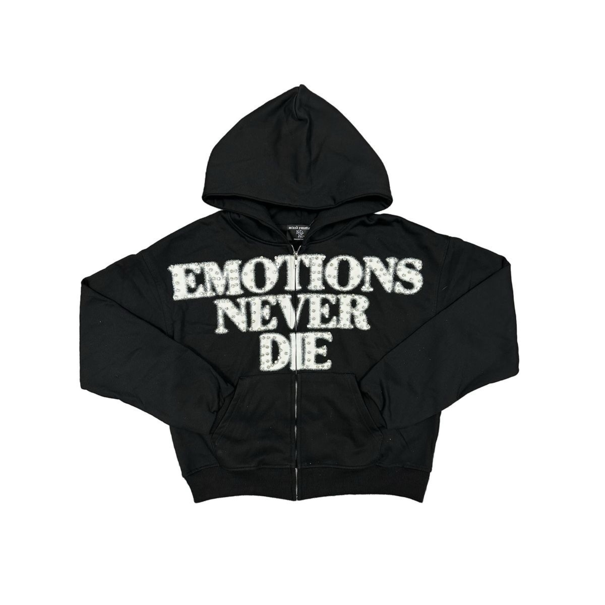 Mixed Emotion "Black End" Rhinestone Hoodie (Black) - Mixed Emotion