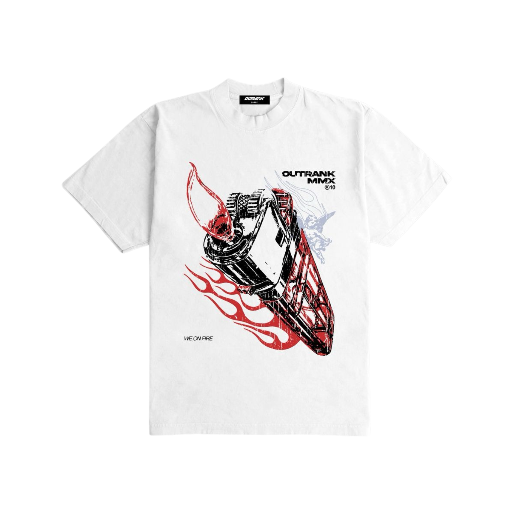 Outrank "We On Fire" Heavyweight T-shirt (White) - Outrank