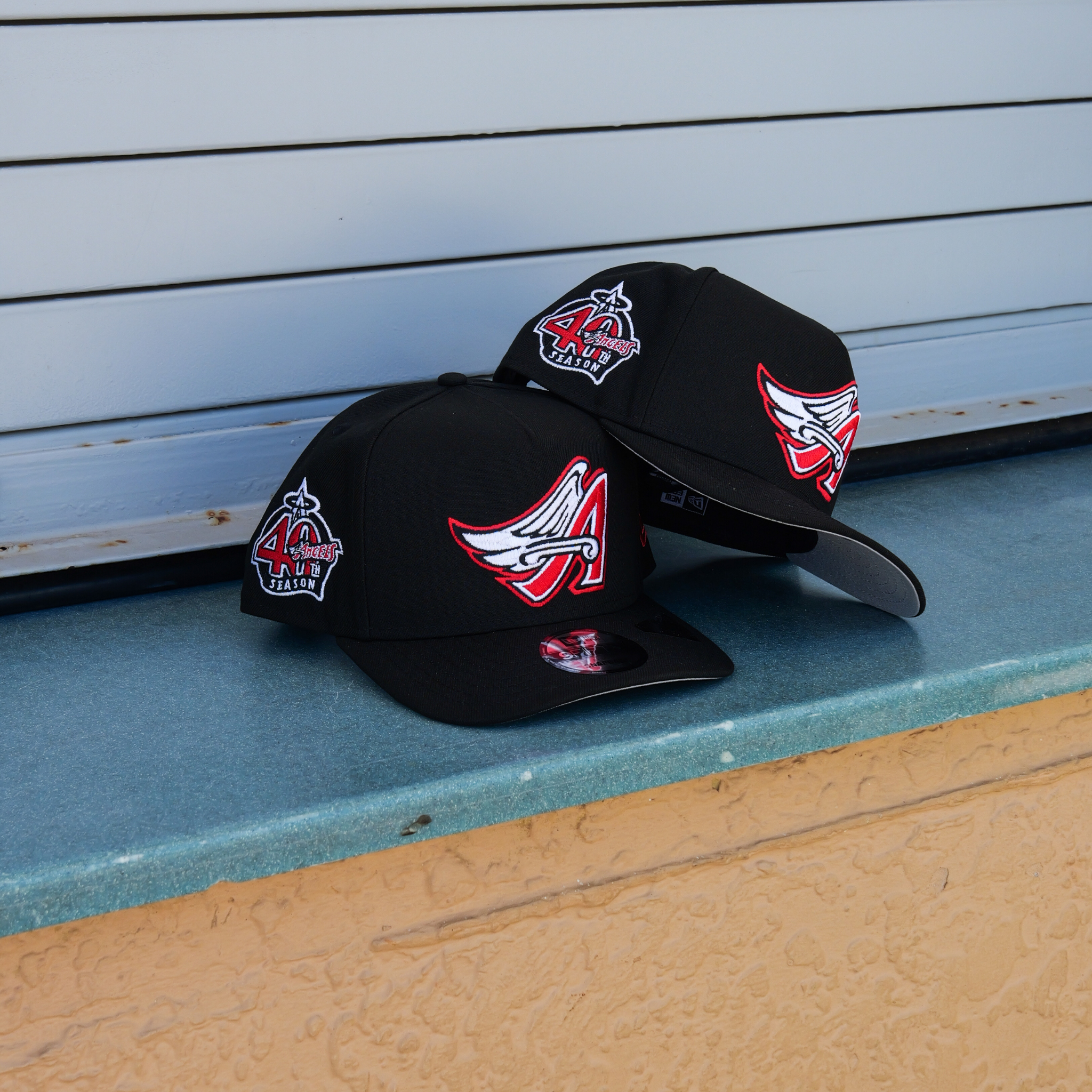 New Era Anaheim Angels 40th Season 9FIFTY A-Frame Snapback-(Black/Red) - New Era