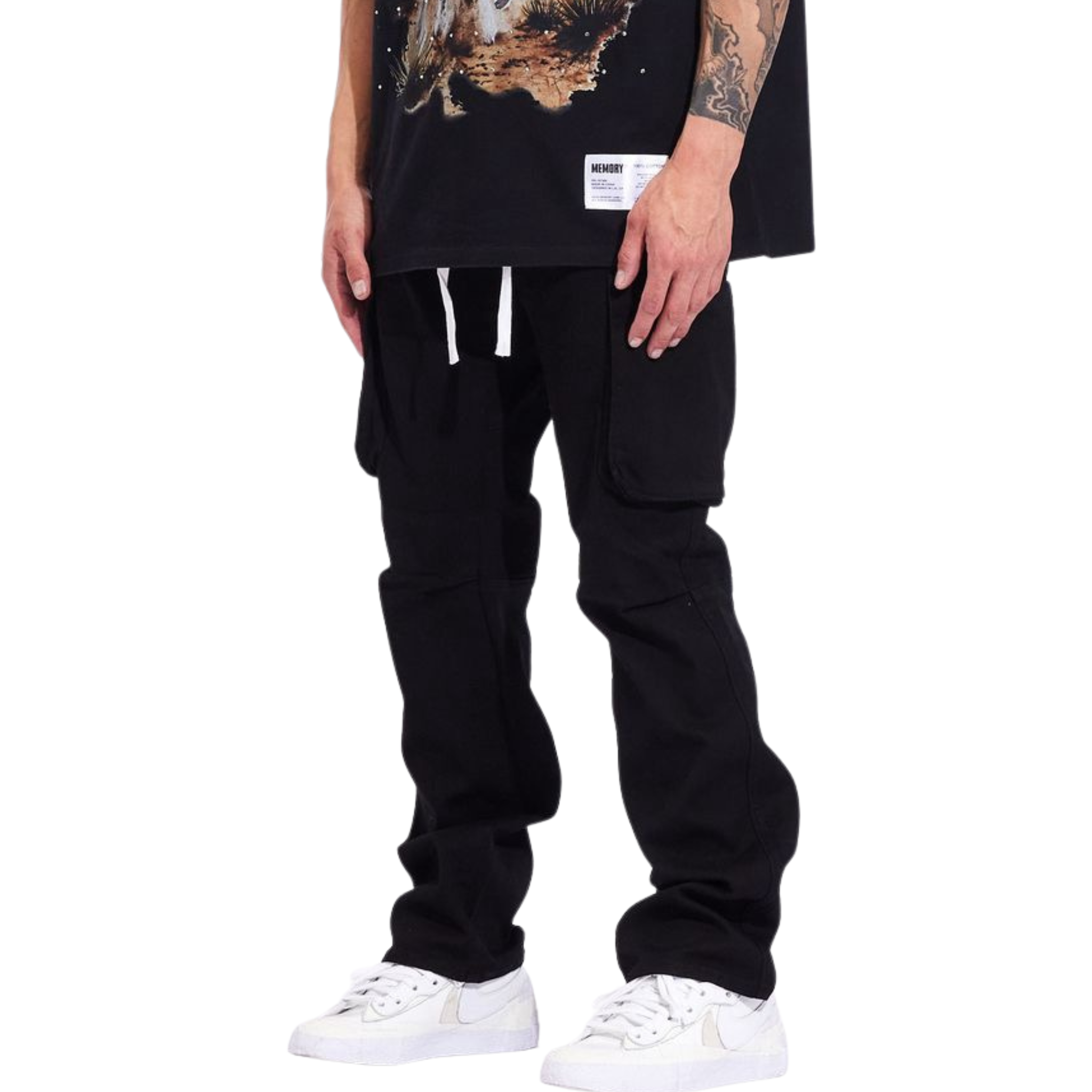 Memory Lane REGIME CARGO PANTS-BLACK
