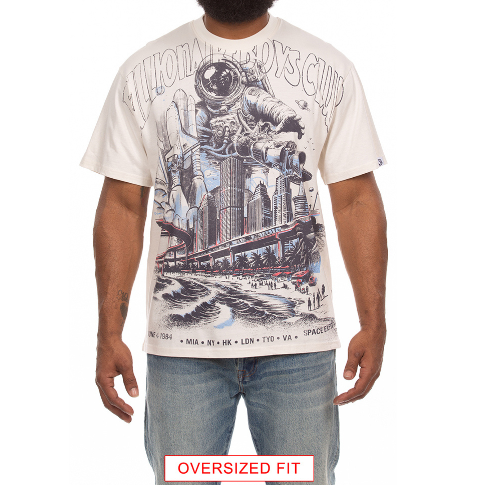 Billionaire Boys Club "Space Expo" SS Knit (Oversized) (White) - Billionaire Boys Club