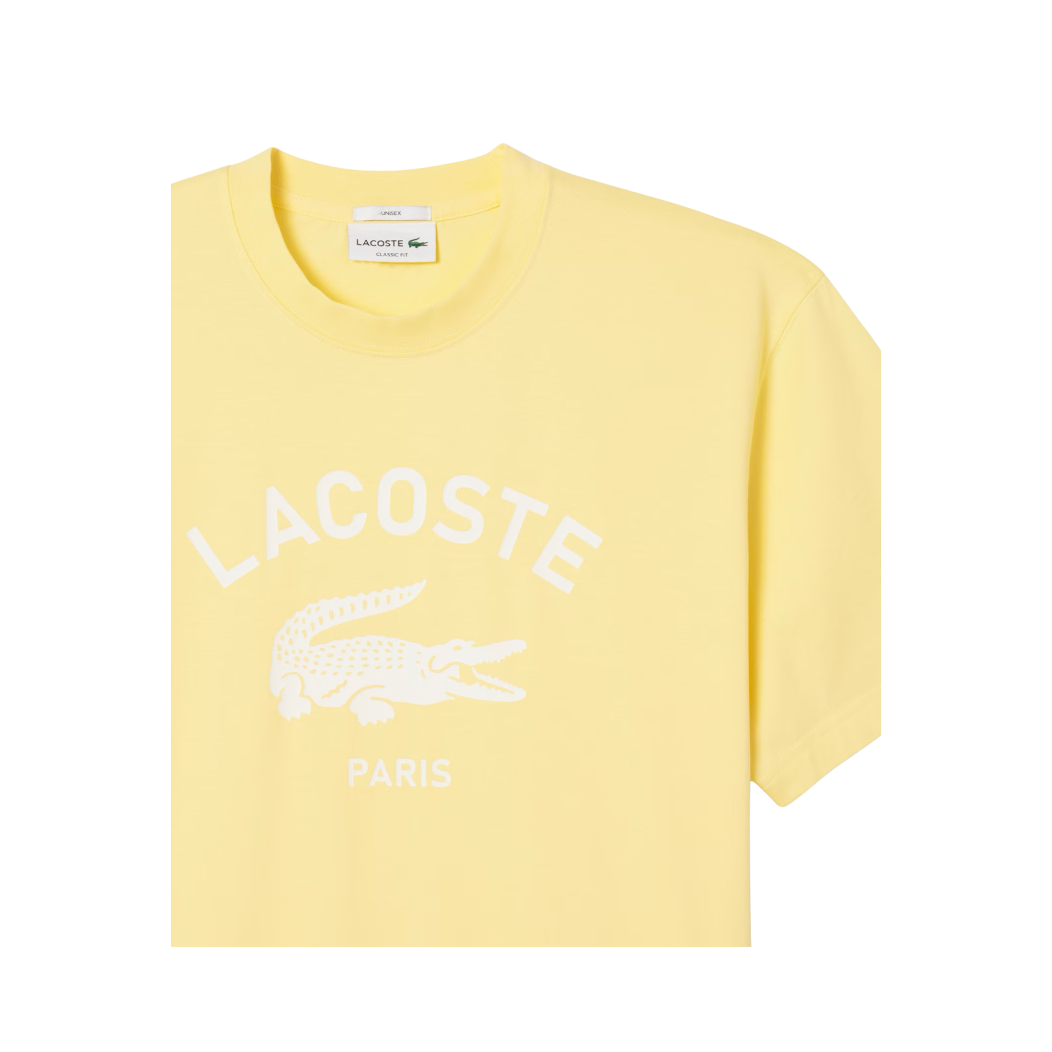 Lacoste Signature Print Cotton T-Shirt (Pastel Yellow) - Lacoste