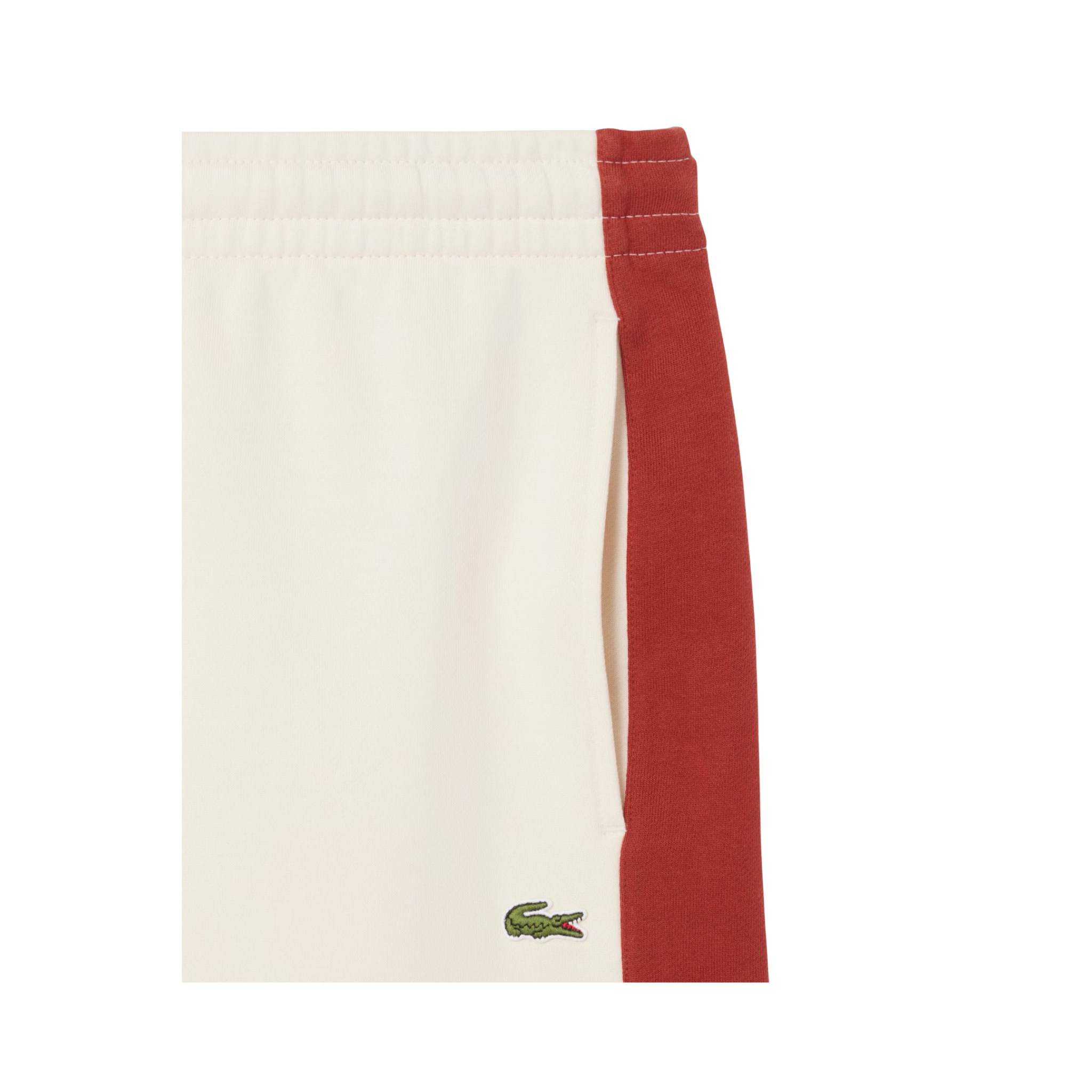 Lacoste Men's Cotton Fleece Colorblock Shorts (White/Light Brown) - Lacoste