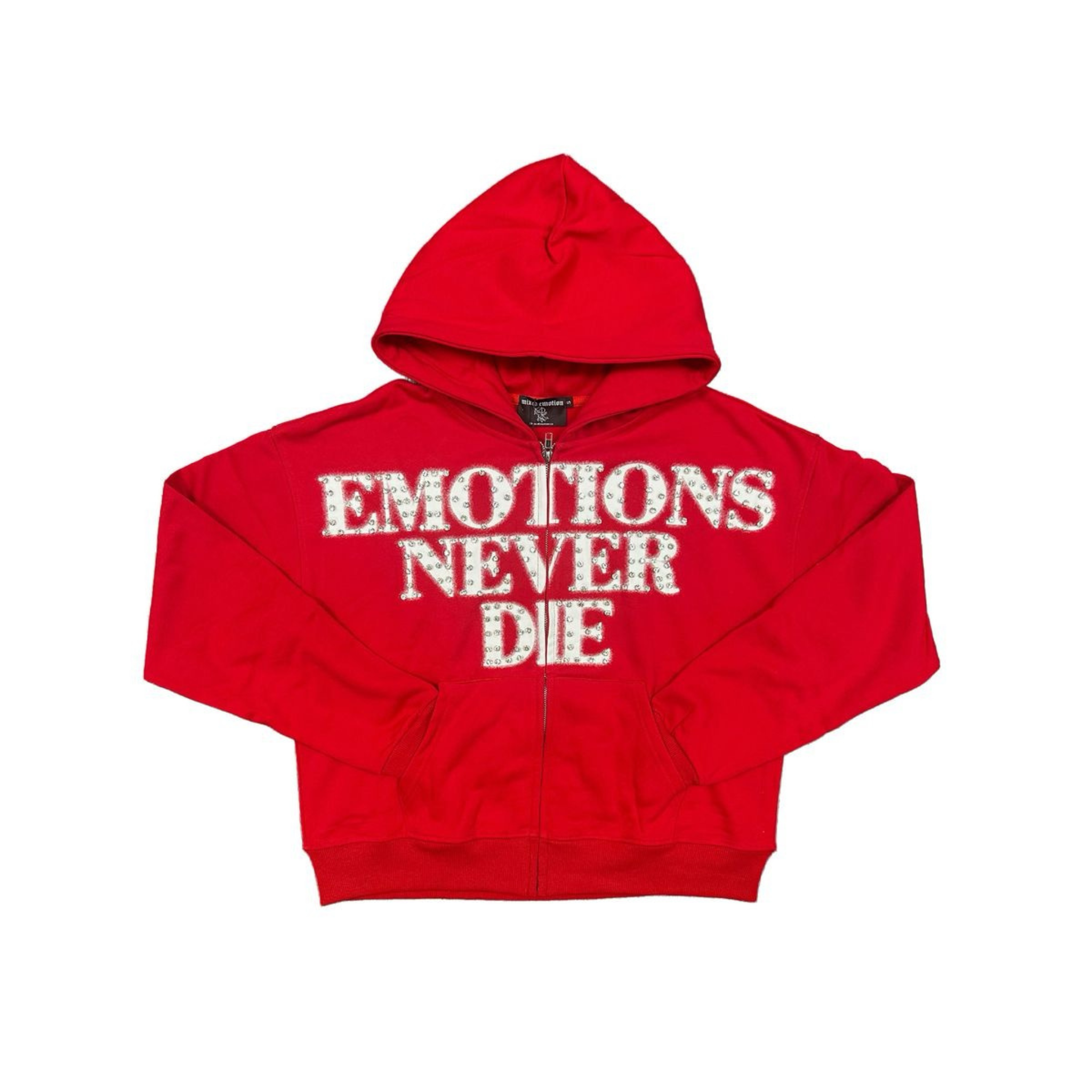 Mixed Emotion "Red End" Rhinestone Hoodie (Red) - Mixed Emotion