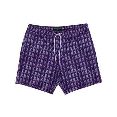 Psycho Bunny Barker All Over Print Swim Trunk (Black) - Psycho Bunny