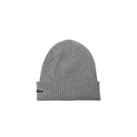 Lacoste Ribbed Wool Beanie (Grey) - Lacoste