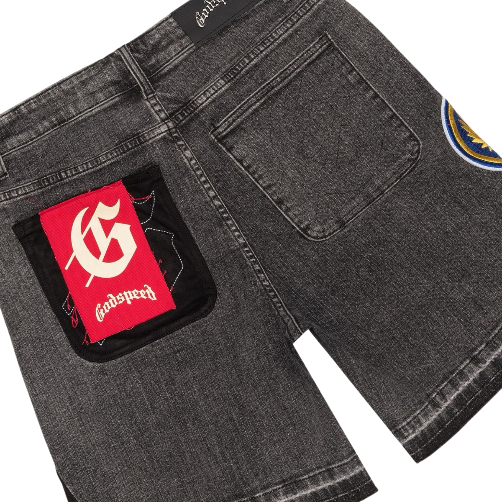 Godspeed "Patchwork" V2 Denim Shorts (Grey) - Godspeed