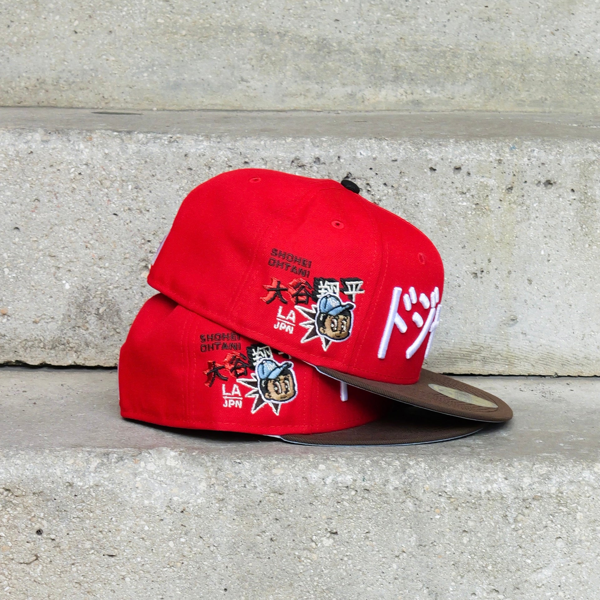 New Era Los Angeles Dodgers SHOHEI OHTANI Side Patch Fitted (Red/Walnut) - New Era