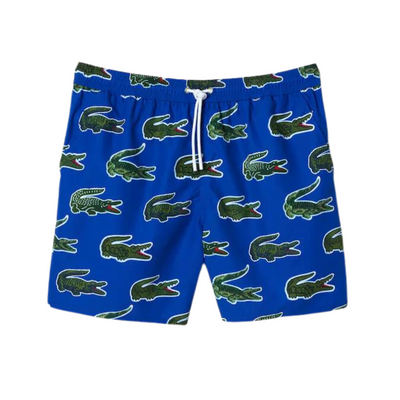 Lacoste Croc Print Swim Trunks (Blue) - Lacoste