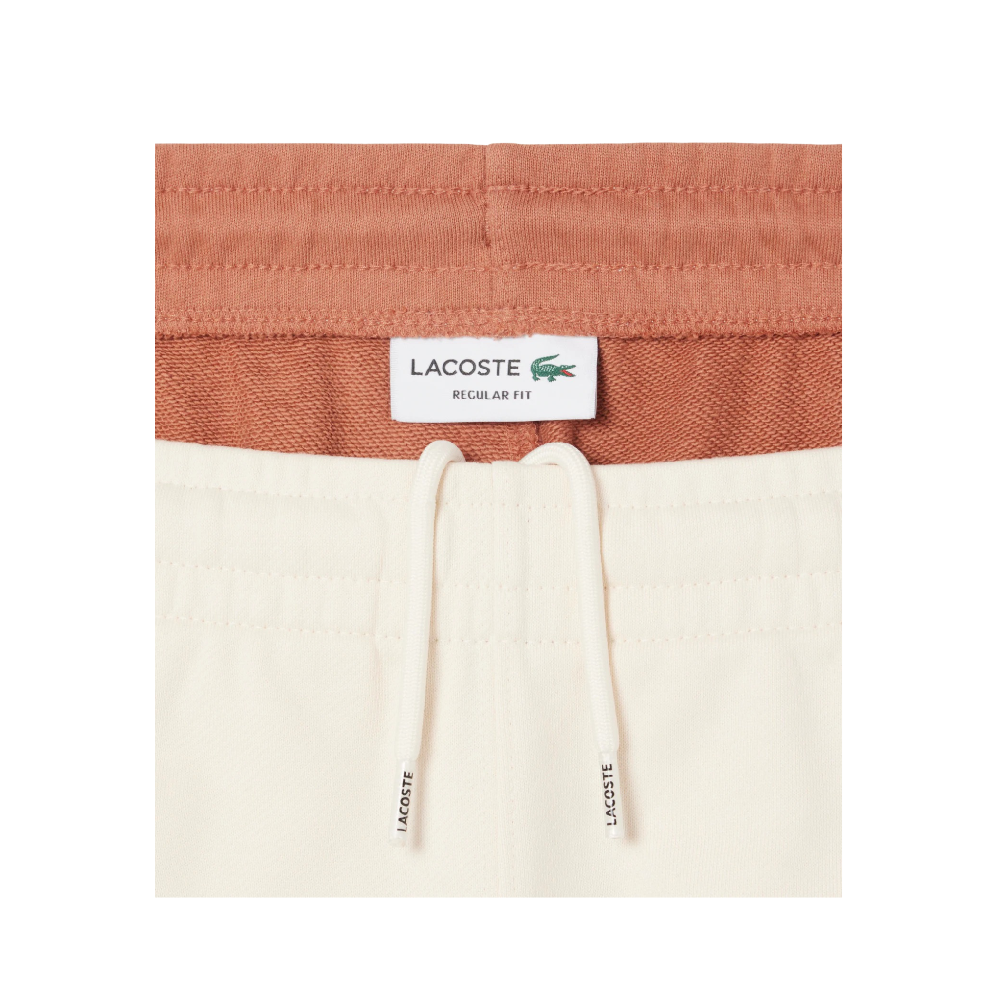 Lacoste Men's Cotton Fleece Colorblock Shorts (White/Light Brown) - Lacoste