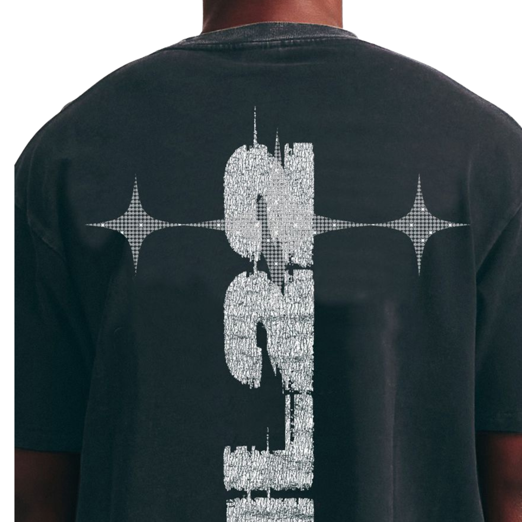 Memory Lane "SKULL WIRE" Tee - Rhinestones (Black)