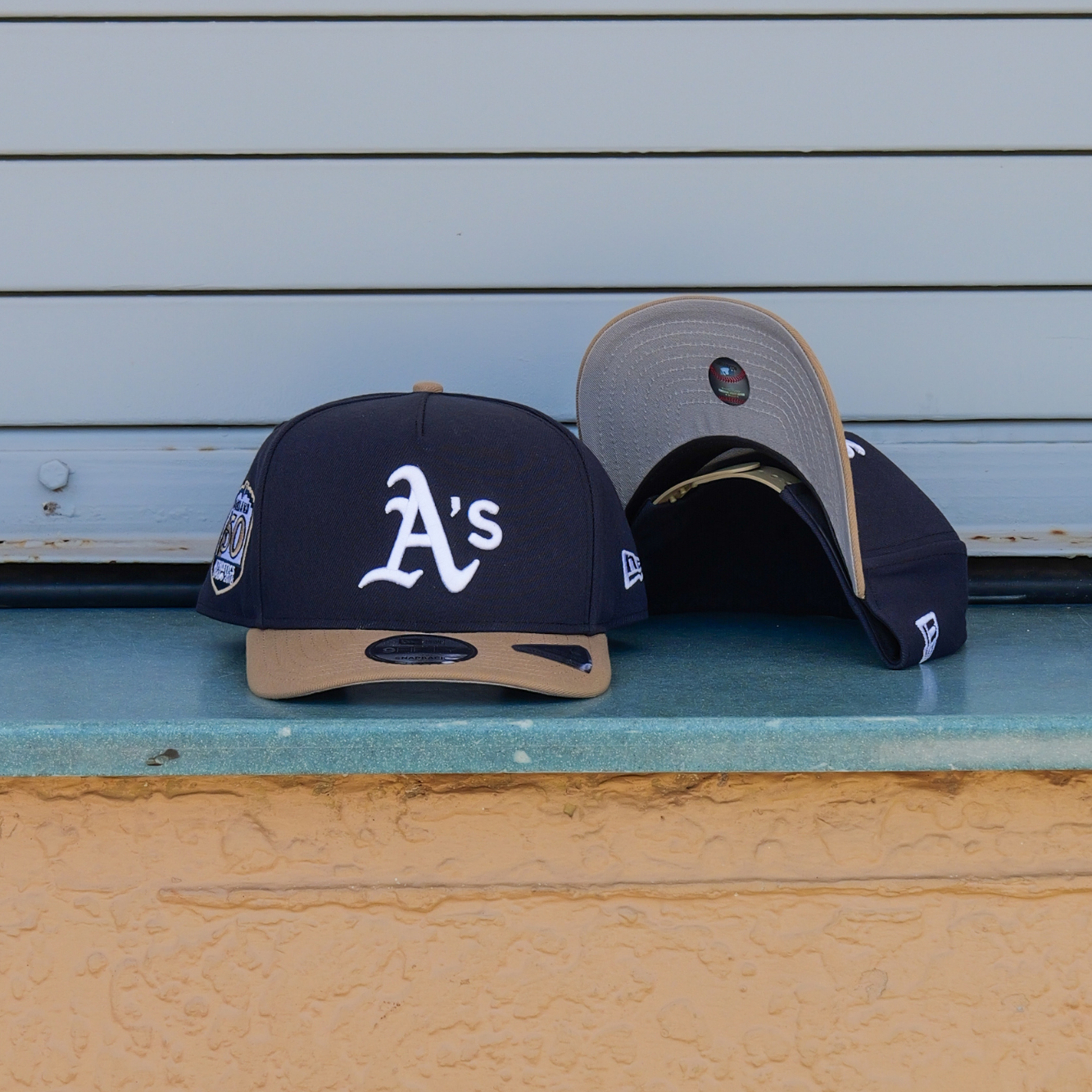 New Era Oakland Athletics 50th Anniversary 9FIFTY A-Frame Snapback-(Navy/Khaki) - New Era