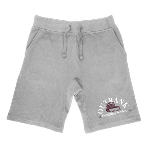 Outrank Demolition Services Embroidered Shorts (Grey) - Outrank