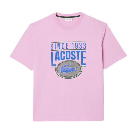 Lacoste Since 1933 LOOSE FIT COTTON JERSEY PRINT T-SHIRT (Pink) - Lacoste