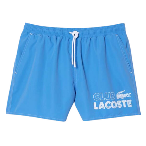 Lacoste Club Quick-Dry Swim Trunks with Integrated Lining (Baby Blue) - Lacoste