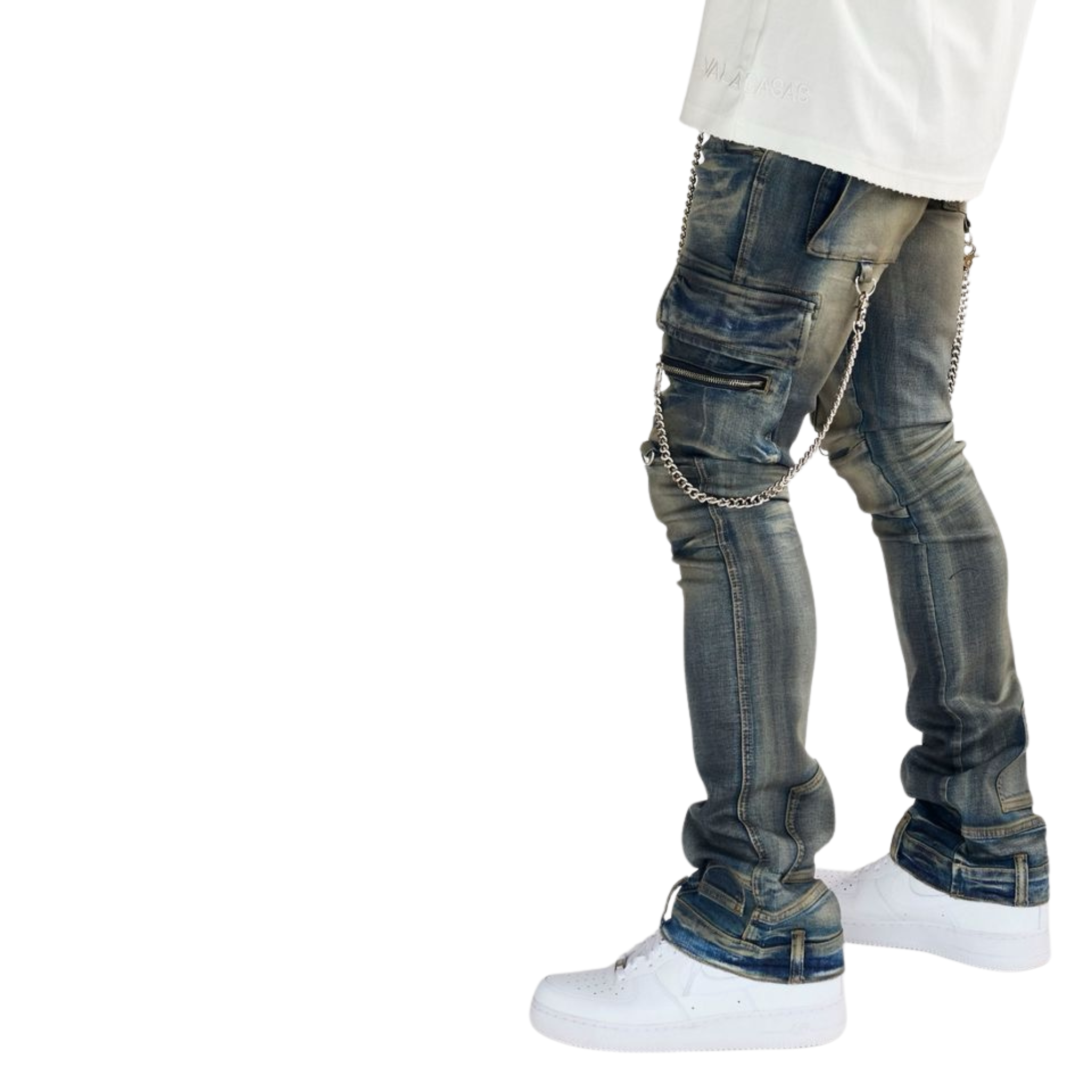 VALABASAS "ONYX" Dirty Wash Stacked Flared Jeans - VALABASAS