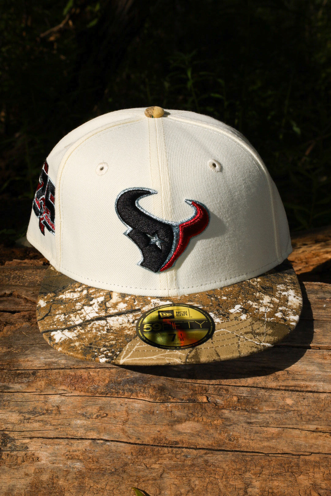 New Era Houston Texans 25th Season Side Patch Grey UV 59Fifty Fitted (Chrome/Real Tree Camo)