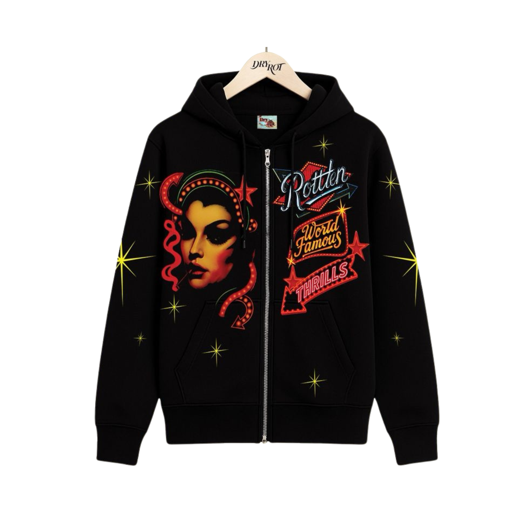 Dry Rot "Famous" Zip Up Hoodie (Black)