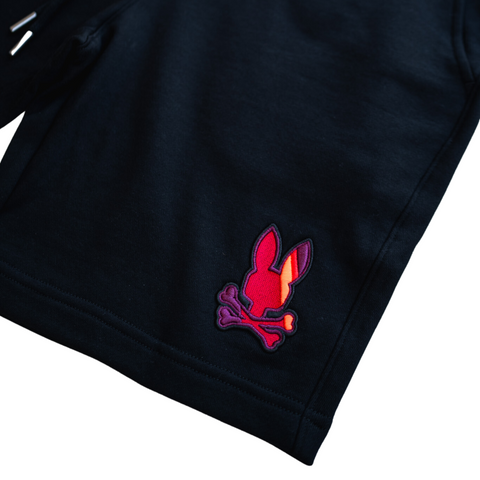 Psycho Bunny Apple Valley Embroidered Sweatshort (Black) - Psycho Bunny