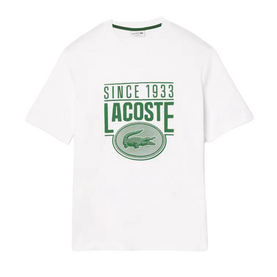 Lacoste Since 1933 LOOSE FIT COTTON JERSEY PRINT T-SHIRT (White) - Lacoste