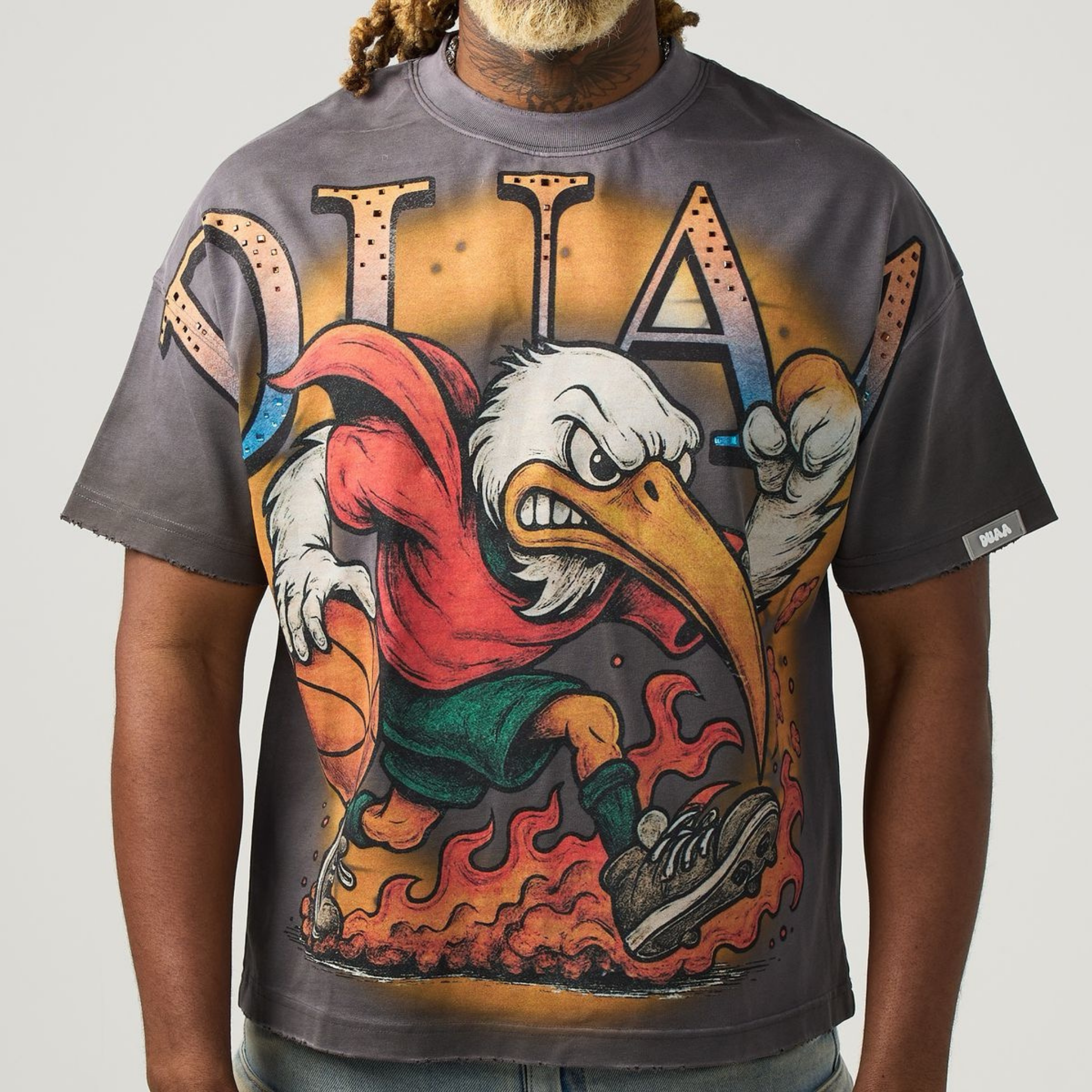 DUAA "Bird" SS Tee (Black Wash) - DUAA