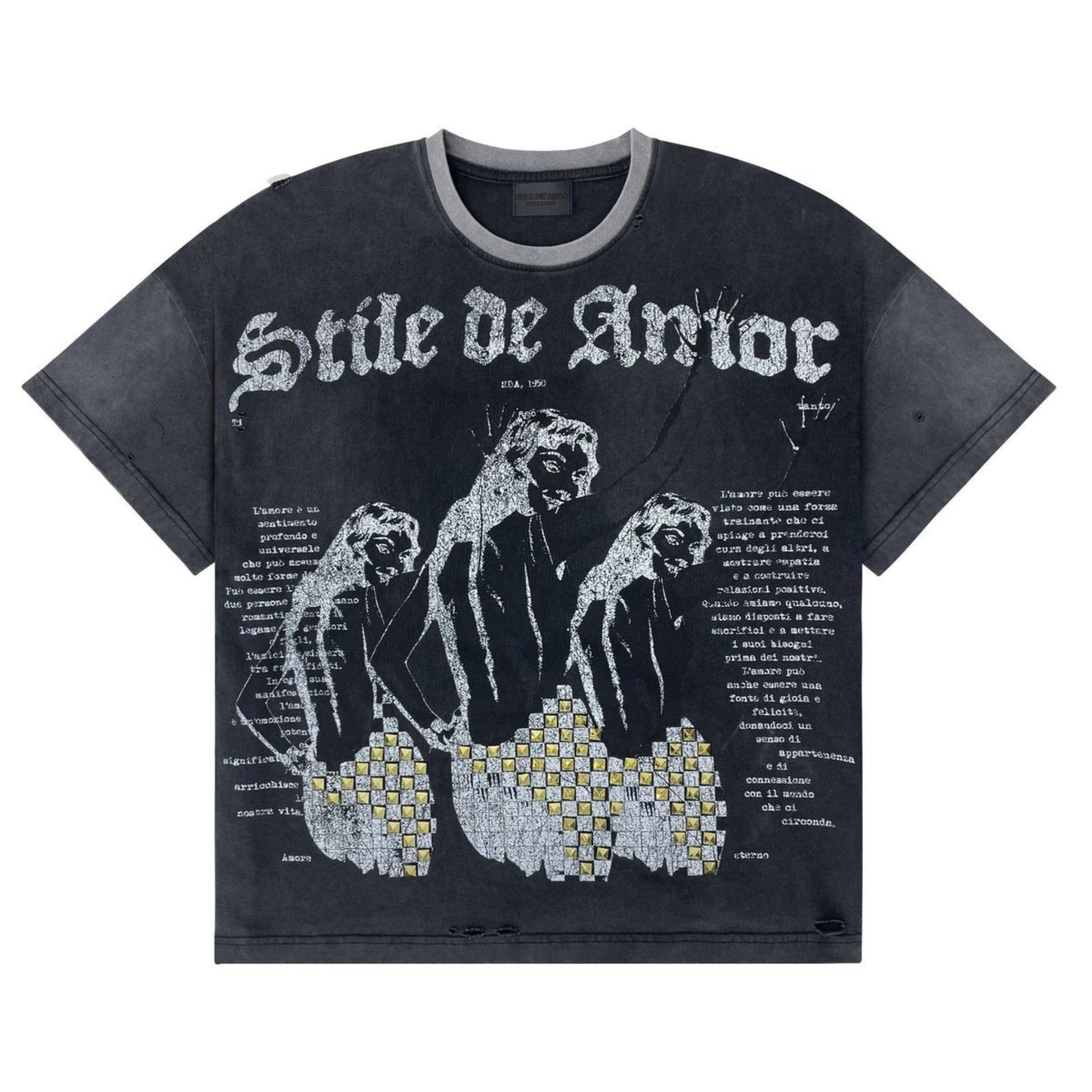 Stile De Amor "1950 AMOR" Tee (Black Wash) - Stile Amor De Galleria