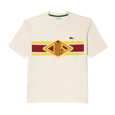 Lacoste Round Neck Loose Fit Printed T-Shirt (Off White) - Lacoste