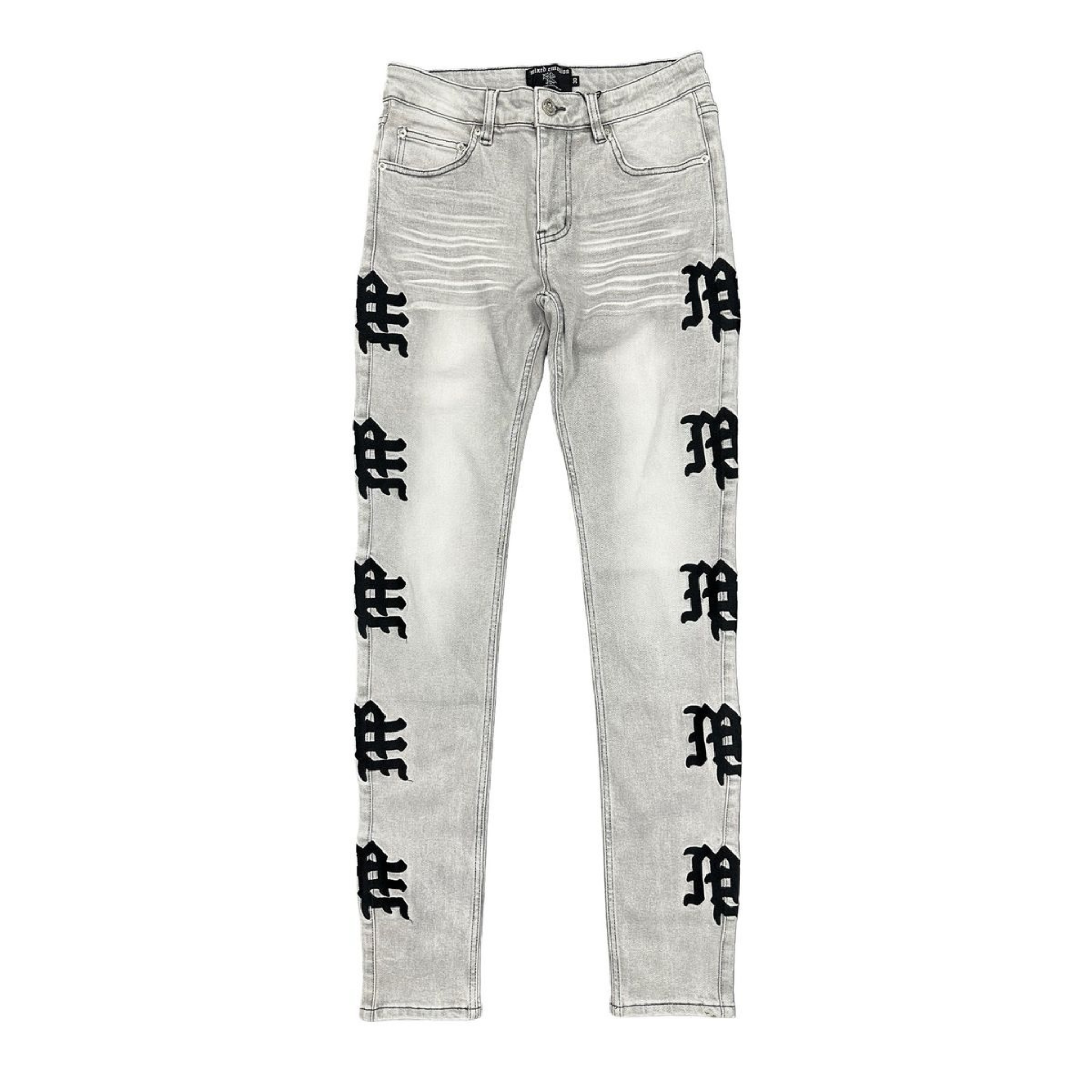 Mixed Emotion "Monogram" Denim (Grey Wash) - Mixed Emotion