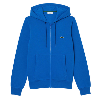 Lacoste Kangaroo Pocket Zip-Up Fleece Hoodie (Blue) - Lacoste