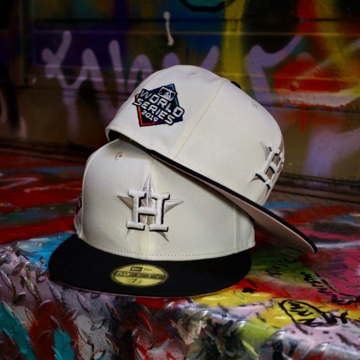 New Era Houston Astros 2019 World Series Side Patch Fitted (Off White/Black) - New Era