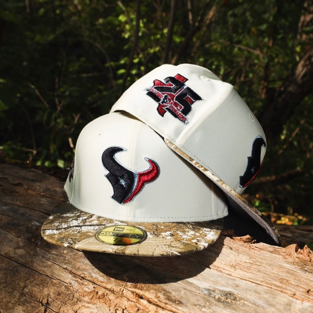 New Era Houston Texans 25th Season Side Patch Grey UV 59Fifty Fitted (Chrome/Real Tree Camo)
