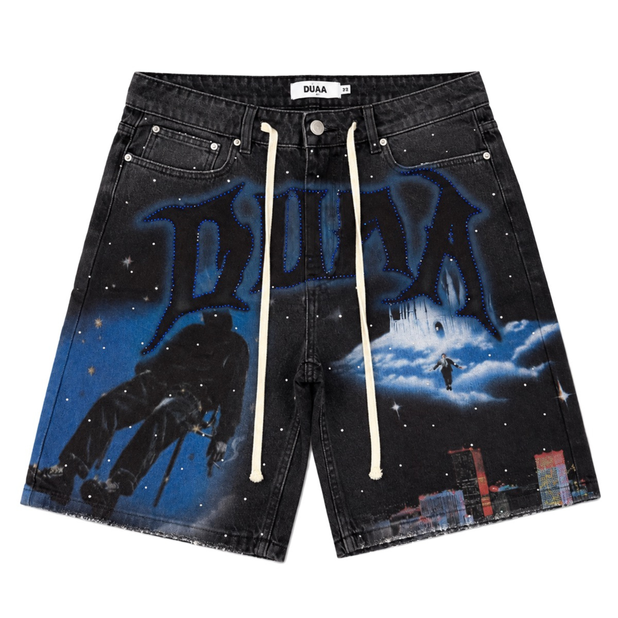 DUAA "COSMIC" Denim Shorts (Black)