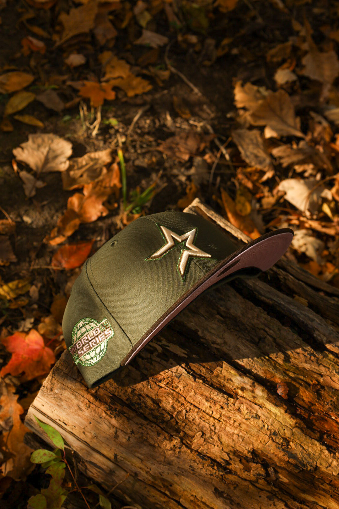 New Era Houston Astros 2005 World Series Side Patch Pink UV 59Fifty Fitted (Olive/Walnut)