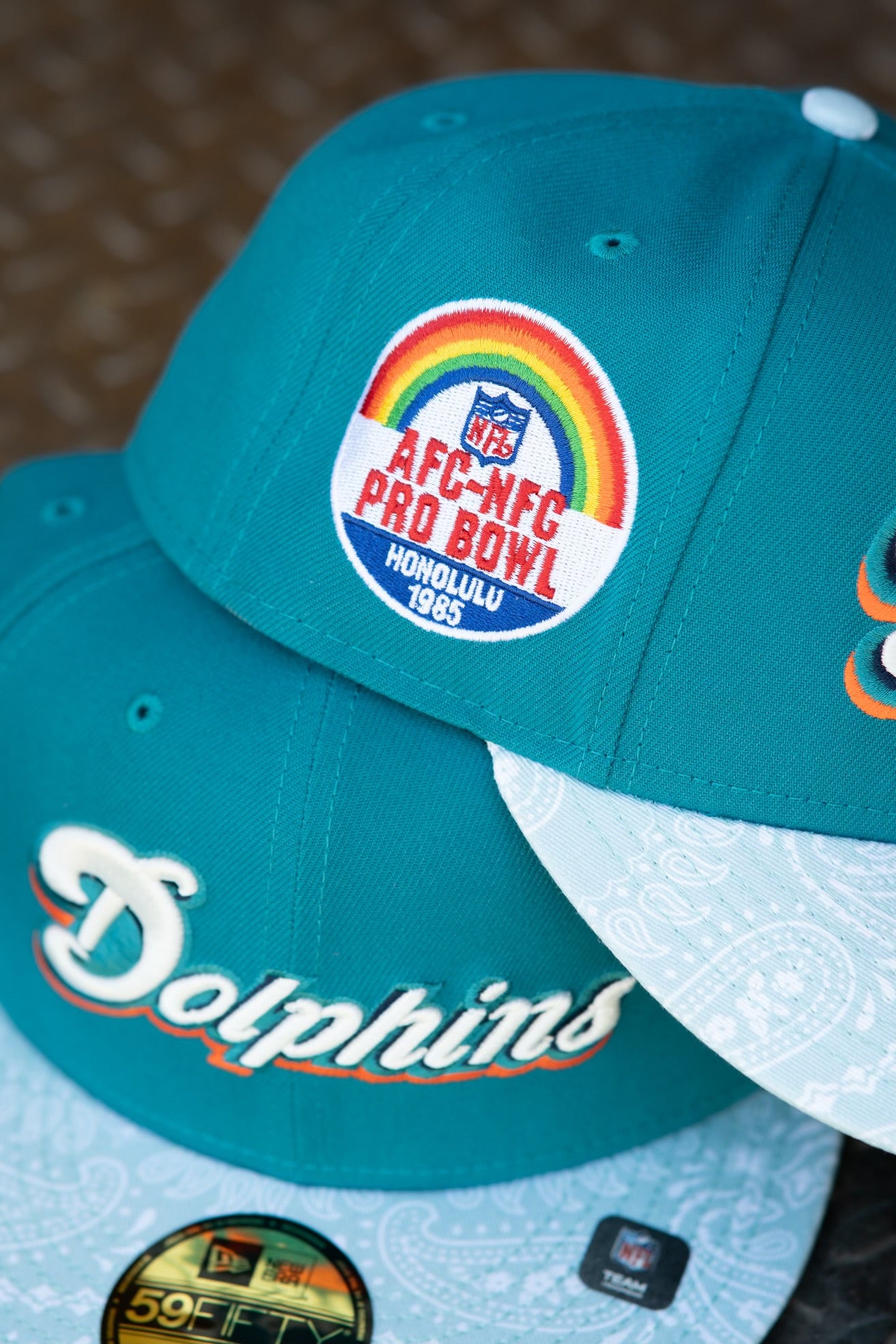 New Era Miami Dolphins 1985 Pro Bowl Green UV (Teal/Paisley) - New Era