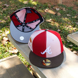 New Era Atlanta Braves 1999 World Series Side Patch Grey UV Fitted (Red/Pink/Walnut) - New Era