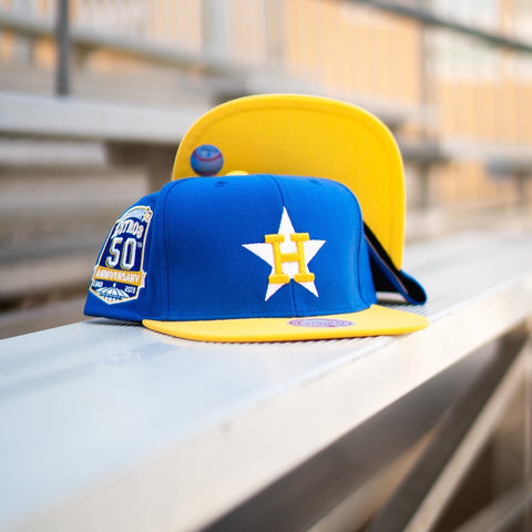 Mitchell N Ness Houston Astros 50th Anniversary Snapback (Royal/Yellow) - Mitchell & Ness