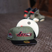 New Era Houston Astros Astrodome Off White UV (Olive Canvas/Black Satin) - New Era