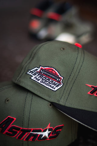 New Era Houston Astros Astrodome Off White UV (Olive Canvas/Black Satin) - New Era
